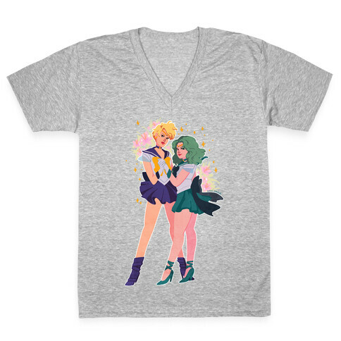 Sailor Neptune & Sailor Uranus V-Neck Tee Shirt