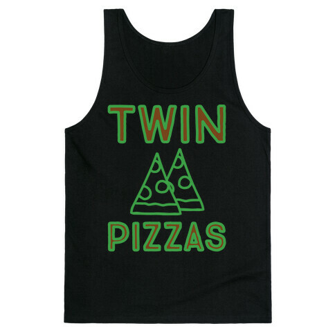 Twin Pizzas Parody White Print Tank Top