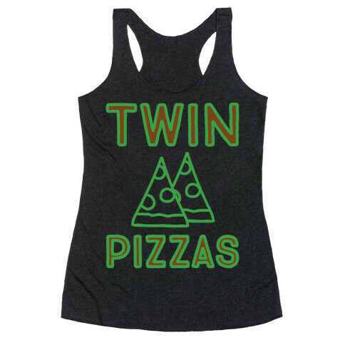 Twin Pizzas Parody White Print Racerback Tank Top