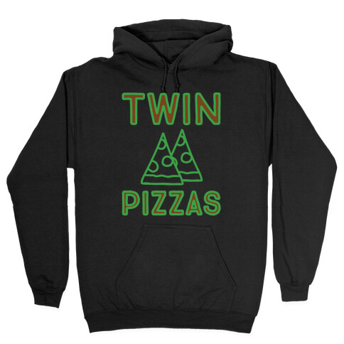 Twin Pizzas Parody White Print Hooded Sweatshirt
