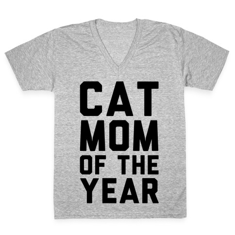 Cat Mom Of The Year V-Neck Tee Shirt