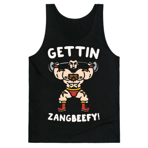 Gettin Zangbeefy Parody White Print Tank Top