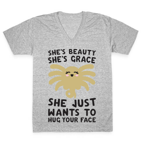 She's Beauty She's Grace Facehugger Parody V-Neck Tee Shirt