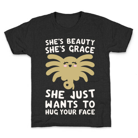 She's Beauty She's Grace Facehugger Parody White Print Kids T-Shirt
