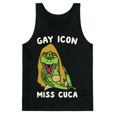 Gay Icon Miss Cuca Parody White Print Tank Top