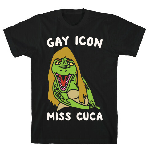 Gay Icon Miss Cuca Parody White Print T-Shirt