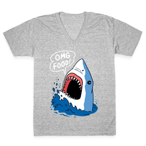 Omg Food Shark V-Neck Tee Shirt