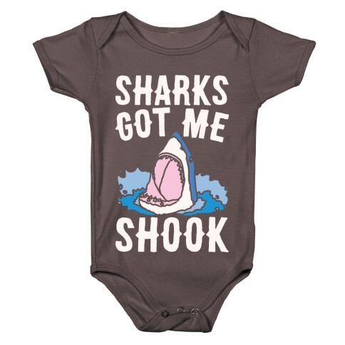 Sharks Got Me Shook White Print Baby One-Piece