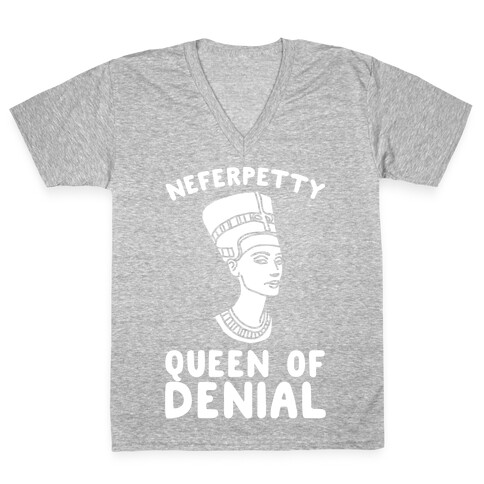Queen Neferpetty White Print V-Neck Tee Shirt