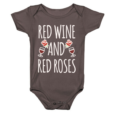 Red Wine and Red Roses White Print Baby One-Piece