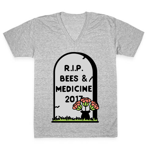 Rest In Peace Bees and Medicine V-Neck Tee Shirt