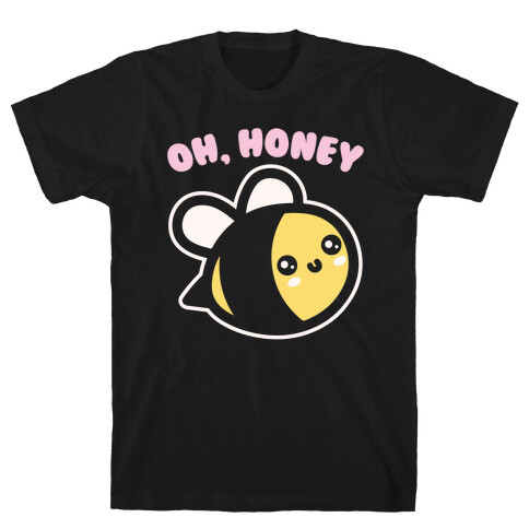 Oh Honey Bee Parody White Print T-Shirt
