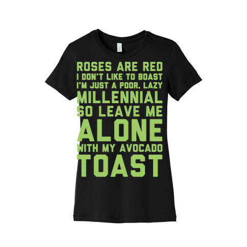 Millennial Poem White Print Womens T-Shirt