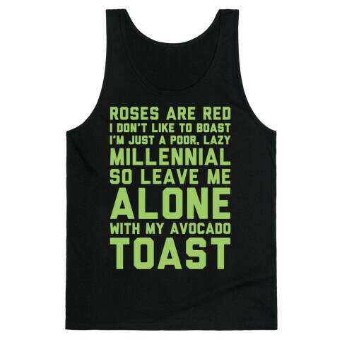 Millennial Poem White Print Tank Top