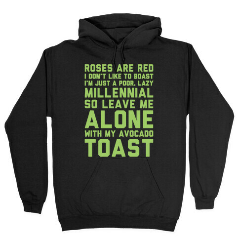 Millennial Poem White Print Hooded Sweatshirt