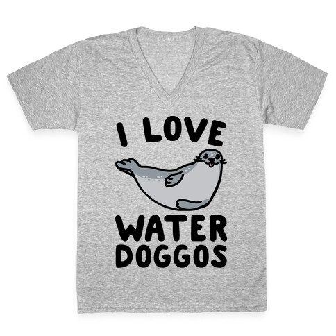 I Love Water Doggos  V-Neck Tee Shirt