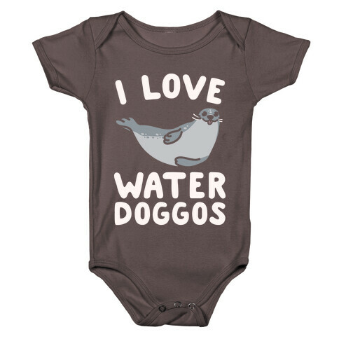 I Love Water Doggos White Print Baby One-Piece