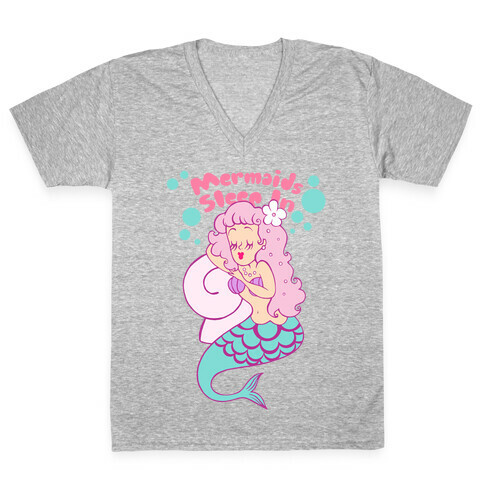 Mermaids Sleep In V-Neck Tee Shirt