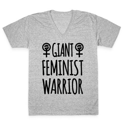 Giant Feminist Warrior V-Neck Tee Shirt