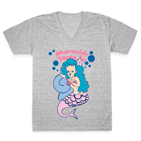 Mermaids Sleep In V-Neck Tee Shirt