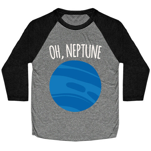 Oh Neptune White Print Baseball Tee