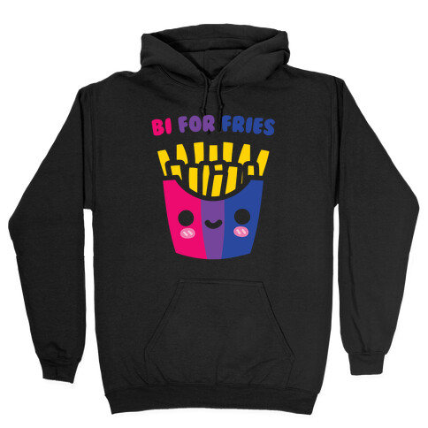 Bi For Fries White Print Hooded Sweatshirt