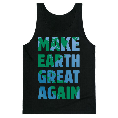 Make Earth Great Again White Print Tank Top