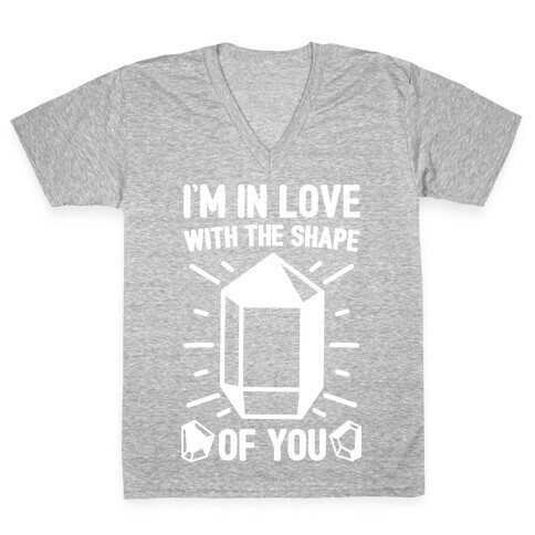 I'm In Love With The Shape of You Crystal Parody White Print V-Neck Tee Shirt