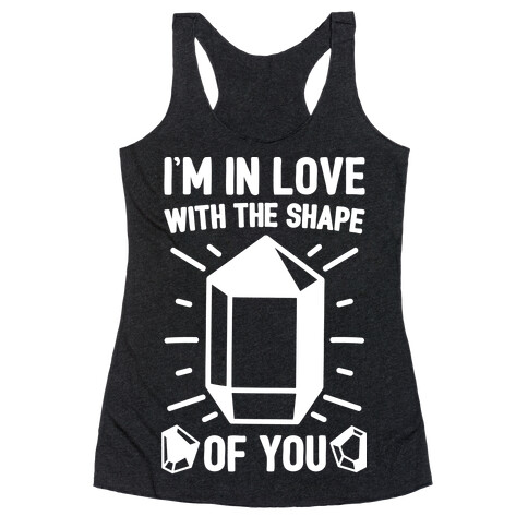 I'm In Love With The Shape of You Crystal Parody White Print Racerback Tank Top