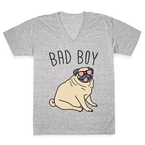 Bad Boy Pug V-Neck Tee Shirt