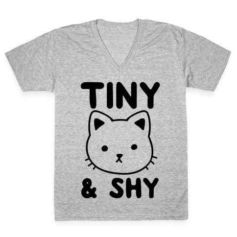Tiny & Shy Cat V-Neck Tee Shirt