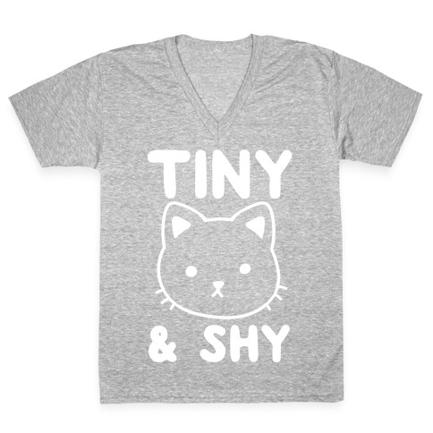 Tiny & Shy Cat V-Neck Tee Shirt