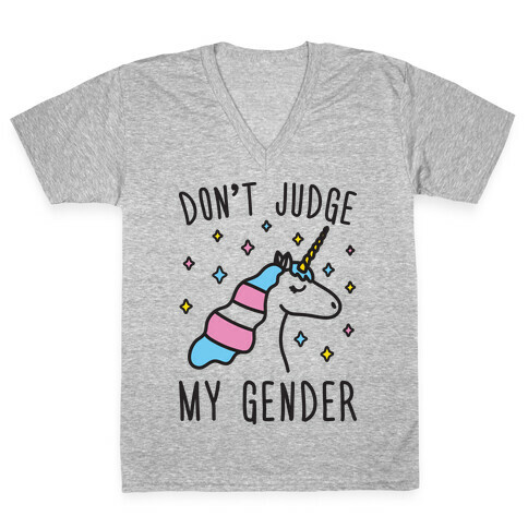 Don't Judge My Gender Unicorn V-Neck Tee Shirt