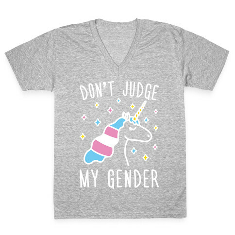 Don't Judge My Gender Unicorn V-Neck Tee Shirt