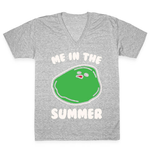 Me In The Summer White Print V-Neck Tee Shirt