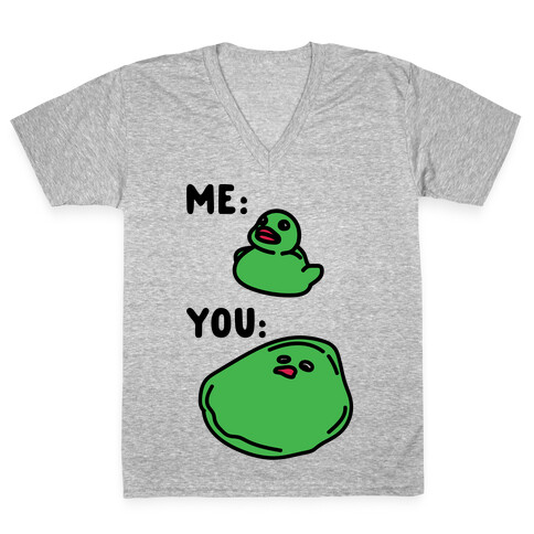 Me vs You Melting Ducky Meme V-Neck Tee Shirt