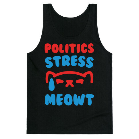 Politics Stress Meowt White Print Tank Top