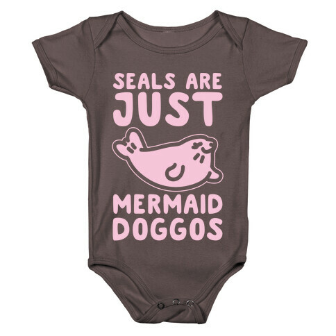 Seals Are Just Mermaid Doggos White Print Baby One-Piece