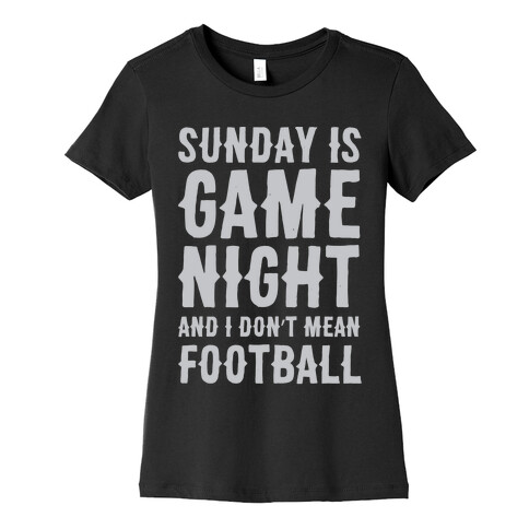 Sunday Is Game Night Parody White Print Womens T-Shirt