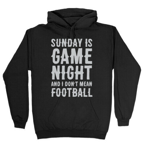 Sunday Is Game Night Parody White Print Hooded Sweatshirt