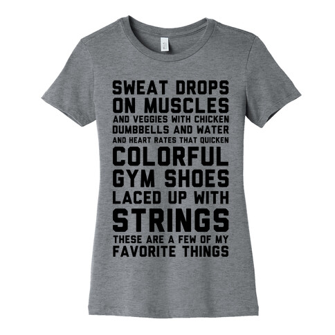 Sweat Drops On Muscles And Veggies With Chicken Womens T-Shirt