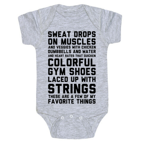 Sweat Drops On Muscles And Veggies With Chicken Baby One-Piece
