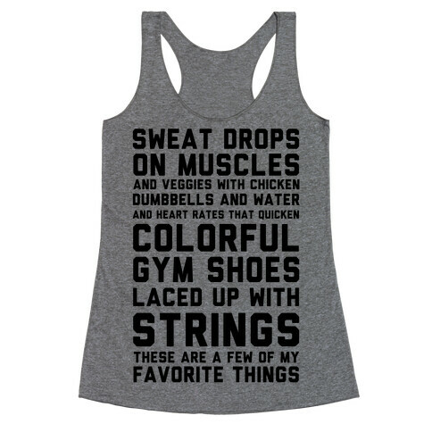 Sweat Drops On Muscles And Veggies With Chicken Racerback Tank Top