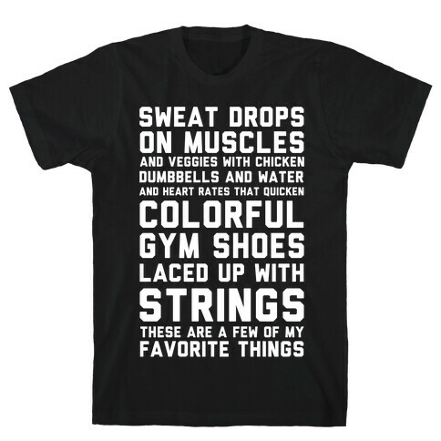 Sweat Drops On Muscles and Veggies With Chicken T-Shirt