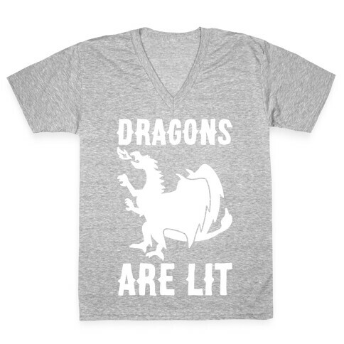 Dragons Are Lit V-Neck Tee Shirt