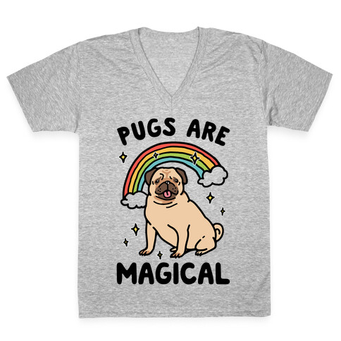 Pugs Are Magical  V-Neck Tee Shirt