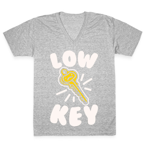 Low Key White Print V-Neck Tee Shirt