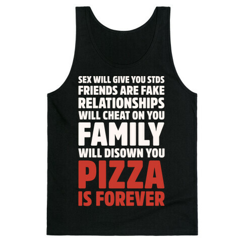 Pizza Is Forever White Print Tank Top
