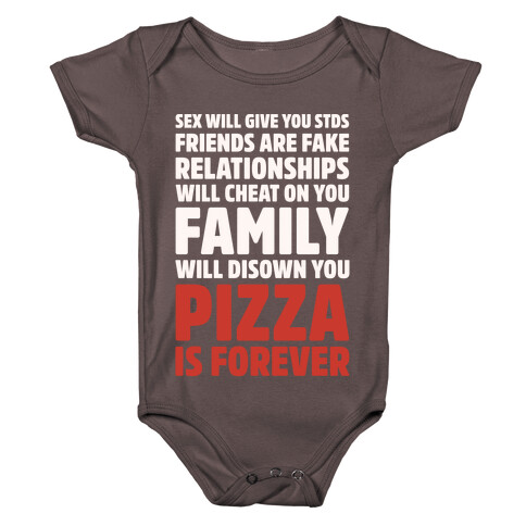 Pizza Is Forever White Print Baby One-Piece