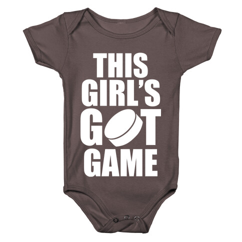 This Girl's Got Game (Hockey) (White Ink) Baby One-Piece